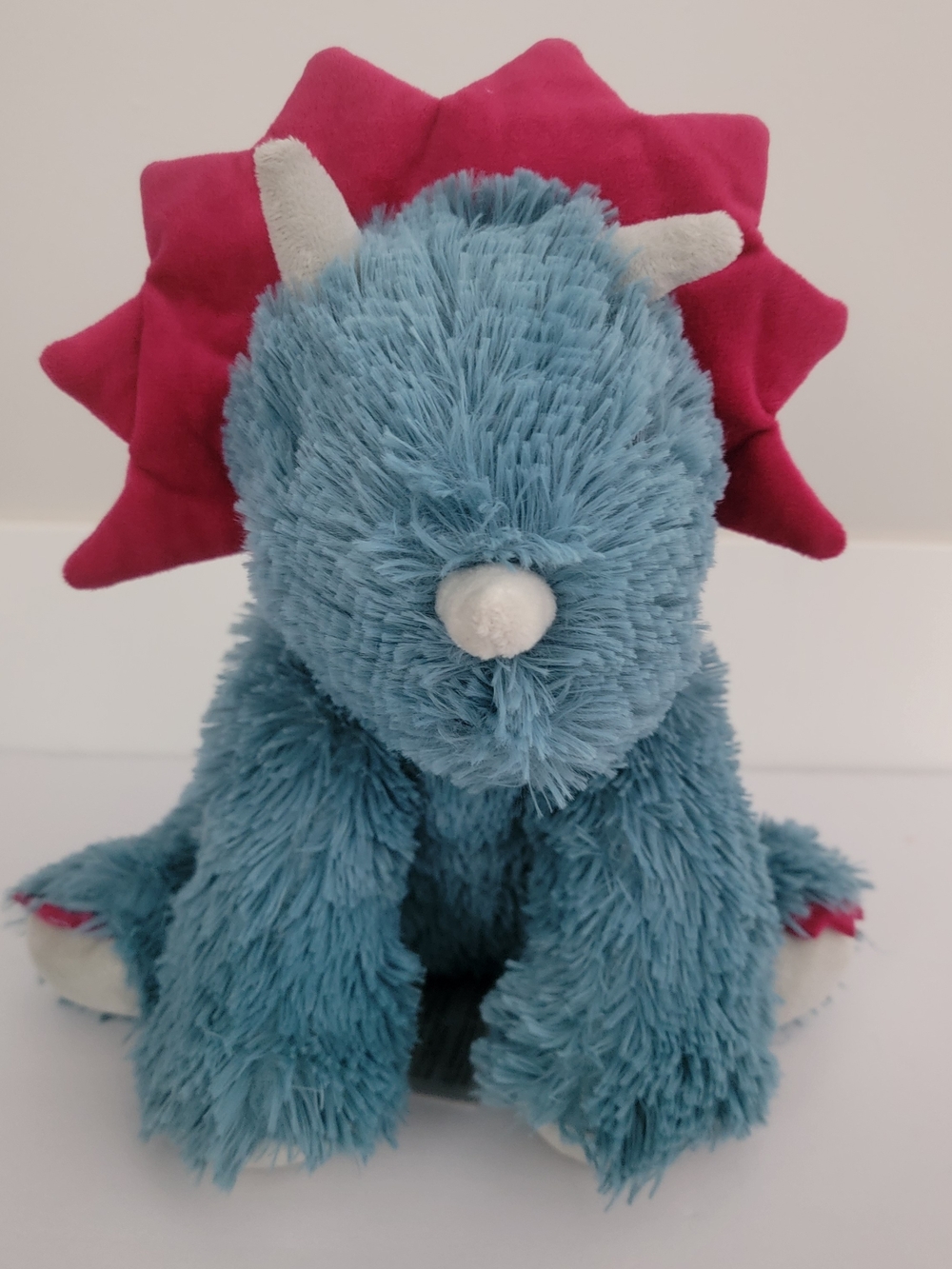 Warm Blue Plush Triceratops with Pink Frill